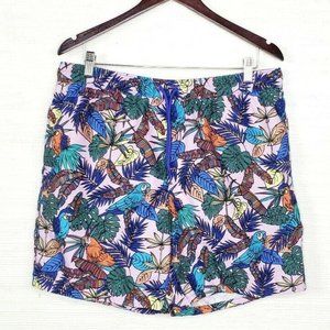 ASOS Multicolor Pink Tropical Parrot Swim Trunks